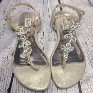 Badgley Mischka Gold Sandals with Silver Embellishments
